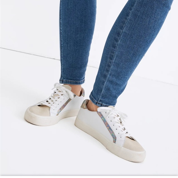 MADEWELL Sidewalk Low-Top Sneakers in Iridescent Leather - Picture 2 of 7